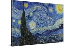 PICANOVA – Vincent Van Gogh Starry Night 60x40cm – Quadro Su Tela – Stampa Incorniciata Con Spessore Di 2cm Altre Dimensioni Disponibili Decorazione Moderna