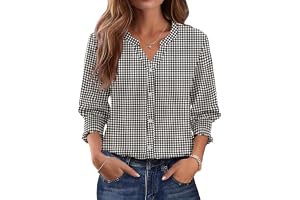 Rapbin blus dam 3/4 ärm långärmad skjorta V-ringad topp knapp klänning blusar sommar outfit t-shirt
