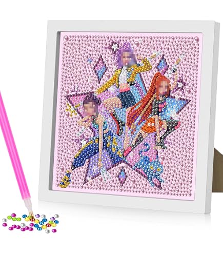 Stitch Diamond Painting Enfant – Kit 5D Avec Cadre Bois – 15x15 Cm – DIY Déco Murale