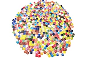 BTMIEY Lot de 500 carreaux de mosaïque carrés en céramique - 500 g - 1 x 1 cm - Fait à la main - Pour les amateurs de projets de mosaïque et de décoration d'intérieur (mélange de couleurs)