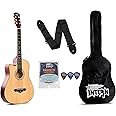 Intern INT-38C-L-NT Left Hand Acoustic Guitar Kit (Natural) with Carry bag, string set, picks and strap