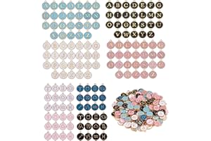 BEEFLYING 152 Pieza Encantos Esmaltados Colgantes de Letras de Metal Plano Redondo A ~ Z Encanto del Alfabeto Colores Mezclados para Joyería de Bricolaje Nombre Collar Pulsera Fabricación