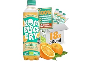 ‎KOMBUCHERY KOMBUCHERY® Orange Raw Kombucha BIO | 18 x 400ml | Fermentierter Tee mit aktiven Darm-Kulturen | Zuckerarm & Kalorienarm | Unpasteurisiert, PrioBiotic, Vegan, Testsieger | inkl. 4,5€ PFAND
