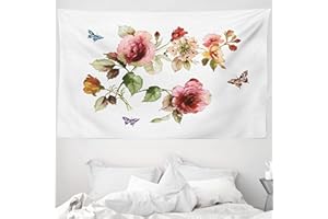 ABAKUHAUS Fiore Arazzo, Shabby vegetali Roses Buds, Tessuto Parete Appeso Decorazione per Camera da Letto, Soggiorno, dormitorio, 230 x 140 cm, Multicolore Rosa