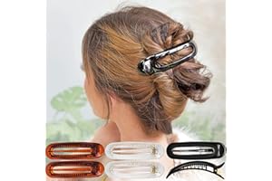‎RC ROCHE ORNAMENT RC ROCHE 6 Stück Ovale Haarspange für Damen Eiförmig Entenschnabel Haarklammer Französisch Mode Fester Halt Stylisch mit Pin Halterung, Medium Transparent, Braun, Schwarz