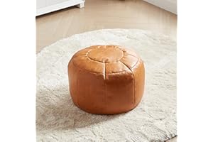 Louis Donné Ungefüllt Handgefertigt Marokkanischer Pouf Fußhocker Hohle Ottomane Sitzsack Fußhocker Hohlfußhocker Storage Lederkissen für Kinder und Erwachsene Haus Dekoration (Weiß)