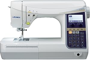 Juki HZL-DX7 elektrische Nähmaschine mit automatischem Fadenabschneider, Fußsteuerung, Metall, weiß, 51 x 25,7 x 30,5 cm.