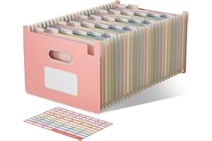 EcoStash Trieur A4 26 Compartiments, Rangement Papier Administratif, Organiseur de Dossiers Accordéon en Paille de Blé, Classeur Range Document, Sans BPA, Retour à la Nature, Vie Saine - Rose Fraise