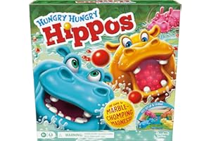 Hasbro Gaming Hungry Hungry Hippos Marble-Chomping Game for Kids, Fast-Paced Family Board Game with 4 Hippos & Marbles, Party Game for 2–4 Players, Ages 4+, Secret Santa Gift