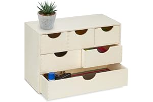 Relaxdays lådbox i trä, HBT: 28 x 40 x 20 cm, förvaring av småsaker, att designa själv, 6 fack, natur