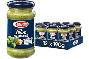 Barilla Pasta Sauce, Genovese Pesto Sauce, Basil Pesto, Authentic Italian Taste, Bulk Pack of 12 x 190 g
