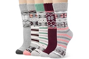 YSense Snug 5 Paia Calze Donna Lana Invernali, Termiche Divertenti, Vintage Natalizi Fantasia