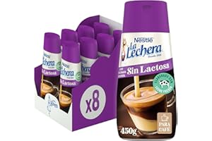 La Lechera Nestlé Leche condensada desnatada sin lactosa - Botella de Sirve Fácil Caja 8 x 450 g