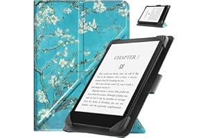 HGWALP Universal Case for 6.8 Inch 7 Inch eReaders, Slim PU Folio Case Cover with Stand Compatible with 6.8 Inch 7 Inch Kindle Paperwhite/Kobo/Voyaga/Lenovo/Sony E-Readers,Apricot Flower