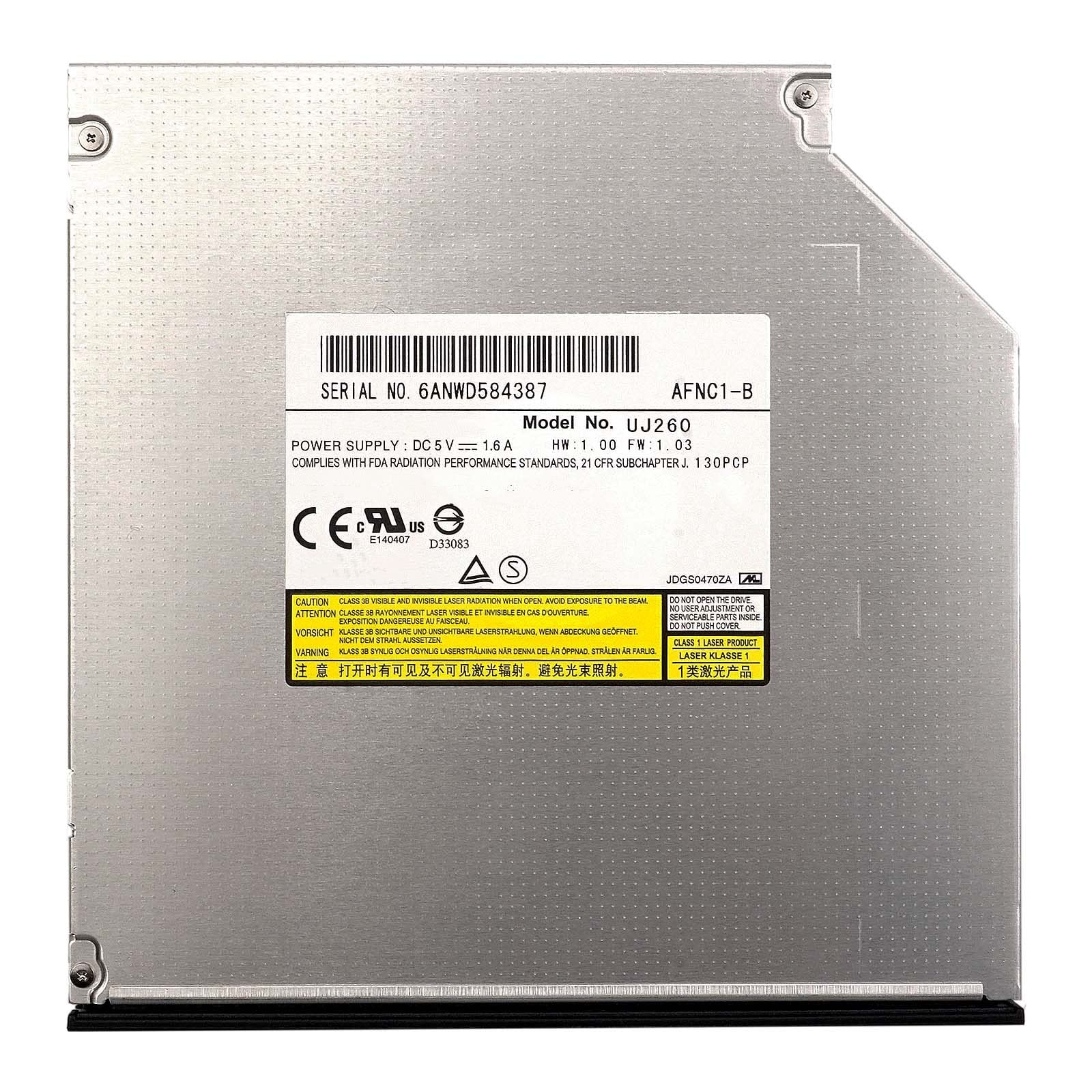 Goapongs 12.7mm SATA 6X Blu-ray Burner 8X DVD CD Burner Playe UJ-260 UJ260 Replacement for Laptop Internal Drive