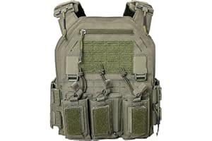 ULIONTAC Taktischer Plattenträger Taktische Weste 1000D Nylon mit 556 Magazintasche Leichte Schutzweste Schnellverschlusssystem MOLLE Kompatibler Plate Carrier für Paintball