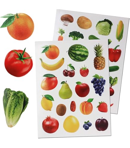 BAIYINGMOER 100 adesivi per alimenti e frutta, per bambini, adolescenti, bottiglie d'acqua, computer portatili, album di ritagli, decorazioni per feste, premi in classe, snack con verdure carine