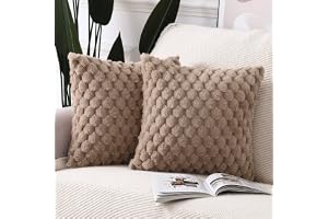 MADIZZ Set med 2 Plysch Mjuk Kort Ull Sammet Dekorativa Kuddfodral 50x50 cm Fluffig Dekorativ Kuddfodral för Soffa Sovrum Kuddskal Kamel