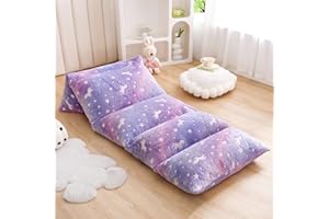 ZIQINPSQ Velvet Floor Pillow Case,Mattress Bed Lounger Cover,Unicorn Glow in The Dark Pillow Bed Floor Lounger Cover,Recliner Floor Pillow for Girls Boys (Purple, Standard)