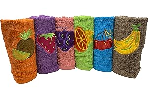 SaoTi - 6 Paños de Cocina 100% Algodón, Toallas de Rizo 50 x 50 cm, Trapos Muy Abosorbentes, Suaves y Duraderos, Dibujos Bordados, 500 gr/m²