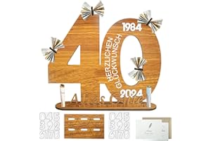 Jemey 40 Geburtstag Frauen & Männer, 2024 Holz-Schild Gästebuch Geburtstag Jubiläum mit Jahreszahlen Deko Geburtstagsgeschenk, 40 Geburtstag Deko