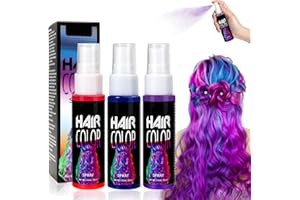 Ganbaro 3 Colors Temporary Hair Colour Spray for Kids, Colour Hair Sprays Kids, Blue Hair Spray Colour for Kid, Washable Temporary Hair Dye Spray for Cosplay, Prom, Party, Christmas, Halloween