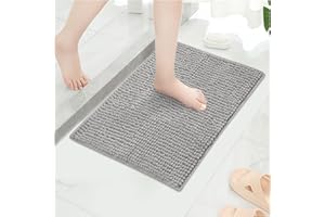 Qirc Alfombra de baño, Antideslizante, Absorbente, para baño, Grande, Suave, Lujosa, Gruesa, Lavable, para Cocina, Entrada, Dormitorio, Interior y Exterior (Gris, 40 x 60 cm)
