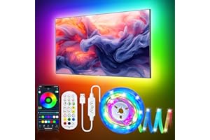 DTQJ LED Lights for TV 65 inch, 5m TV LED Backlight TV Lights Behind LED for TV 55-70 inch, ICRGB LED Strip Lights with Remote Bluetooth APP Control, USB LED Lights for Bedroom Room Decorations