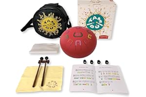 JUEGACONMIGO Stalowy bęben językowy tambu, 20 cm, 11 dźwięków, handpan, metalowy instrument perkusyjny, matowy czerwony