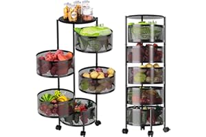 Avilia - Carrello Portatutto con 5 Cestelli e Ruote - Struttura Robusta in Metallo Nero - Organizza Cucina, Bagno, Ufficio - 90x32x32 cm