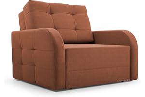 ‎MB-MOEBEL mb-moebel Sofa Sessel mit Schlaffunktion Schlafsessel Gästebett Klappsofa Bettfunktion mit Bettkasten Couch Sofagarnitur Salon Jugendzimmer - Porto 80 - Orange (BRAGI 42)