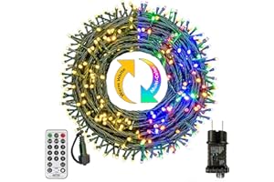 BOWFAR Lichterkette Außen 10M 100 LED Warmweiß & Bunt Lichterkette Weihnachtsbaum mit Fernbedienung Timer Merkfunktion, 11 Modi Weihnachtsbeleuchtung für Balkon Garten Party Hochzeit Weihnachtsdeko
