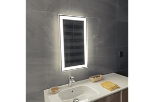 APLIKE BATHROOM LIGHTING Aplike - Espejo de Baño 40 x 70 cm con Luz LED, AntiVaho y Botón Touch de Encendido, Luz Blanca Fría (5700K), IP44 - Espejo Altea Touch