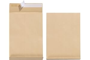 Herlitz Lot de 5 enveloppes pliantes autoadhesives en papier C4 130 g/m² 4 cm – Marron