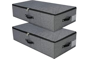 OMYGARDEN Caja de almacenamiento plegable debajo de la cama con forro de soporte de plástico, asas, tapa con cremallera, mantas, edredones de ropa, organizador de almacenamiento para dormitorio y armario, 74,5