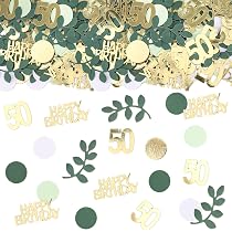 Coriandoli 50° Compleanno – Decorazione Verde E Oro, 200 Pezzi, Per Tavolo E Feste, Con Foglie Di Eucalipto