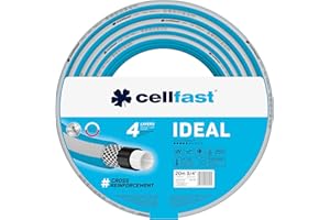 Cellfast Wąż Ogrodowy IDEAL, Wytrzymały, Elastyczny, 4-Warstwowy, Trwały Oplot Krzyżowy, Odporny na UV i Glony, Technologia REACH, 27 Bar, -20/+60°С temp. 3/4", 20m