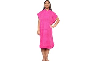 kraftd Unisex Adults Hooded Towel Poncho 100% Cotton Towel Robe With Pocket Men Women Towelling Changing Robe Ideal for Holidays Swimming Surfing Beach Bathing Travel (1 Piece)