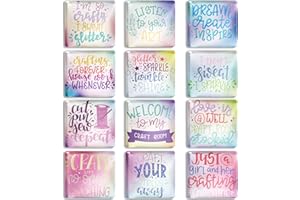 Berkin Arts Set di 12 Calamite da Frigo 3D Simpatici Decorativo Magneti per Frigorifero Durevoli Quadrato Frase di ispirazione scritta a mano concettuale disegnata a mano per lavastoviglie