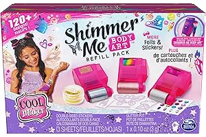 Cool Maker Shimmer Me Body Art zestaw uzupełniający z ekskluzywnym brokatem, 3 metaliczne folie, ponad 120 wzorów, tymczasowe tatuaże dla dzieci w wieku od 8 lat