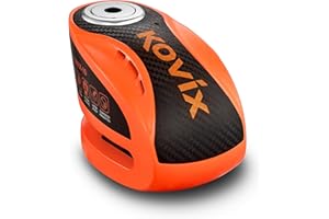 KOVIX KNX10 Alarm Disc Brake Lock for Motorcycle 10mm Pin 3 Keys Heavy Duty Anti Theft Fluorescent Orange