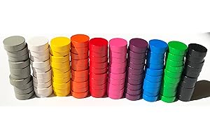 Spieltz 52351 - Juego de discos de madera para juegos de mesa, utilizables como piedras de dama, piedras de conteo, marcadores o figuras apilables. Tamaño 21/7 mm, 10 colores, 100 unidades (10 x 10)