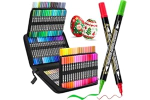 ‎TONGFUSHOP Tongfushop 120 Farben Acrylstifte Set, Doppelspitze Acrylstifte für Steine Wasserfest, Schnelltrocknende Steine Bemalen Acrylic Marker für Glas, Holz, Keramik, Leinwand, Basteln Ostern, Weihnachten.