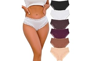 ALL OF ME 6er Pack Baumwolle Unterwäsche Damen Unterhosen Frauen Brazilian Slip Baumwoll Spitze Slips Soft Hipster Sexy Panties Unterhose Women Underwear Weich Unterhose Mehrpack S-XL