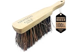 Newman and Cole Cepillos de mano de madera natural: elige entre cepillo de cerdas duras duras o cepillo suave con cerdas naturales o sintéticas (1 cepillo de mano rígido de basino)