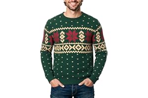 Terecey Maglione Natalizio Uomo Maglioni Natale a Maniche Lunga Maglioni Natalizie con Stampa di Renna Girocollo Maglione Natalizio Inverno Caldo Pullover Natalizi Lavorato a Maglia S-XXL