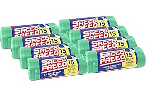 EFFENNE GROUP 120 Sacchi Spazzatura Verdi, Sacchetti Plastica con Manici a Shopper, 55x65cm, Sacchetti Trasparenti Super Resistenti, Sacchetti Spazzatura, Raccolta Differenziata, Raccolta Diffe renziata Esterno