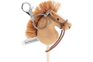 Hoppihorse by Hoppimals – Mini Käpphäst Nyckelring med. Tyglar – Plyschhuvud med Träpinne – Mini Hobbyhorse
