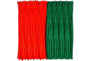 AOVNA 200 Pieces Christmas Chenille Stems Red Green Pipe Cleaners DIY Crafts Supplies