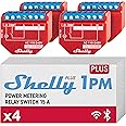 Shelly Plus 1PM UL | WiFi Smart Relay Switch with Power Metering Function | Bluetooth Gateway | Home Automation | Compatible with Alexa & Google Home | No Hub | Wireless Lighting Control (4 Pack)